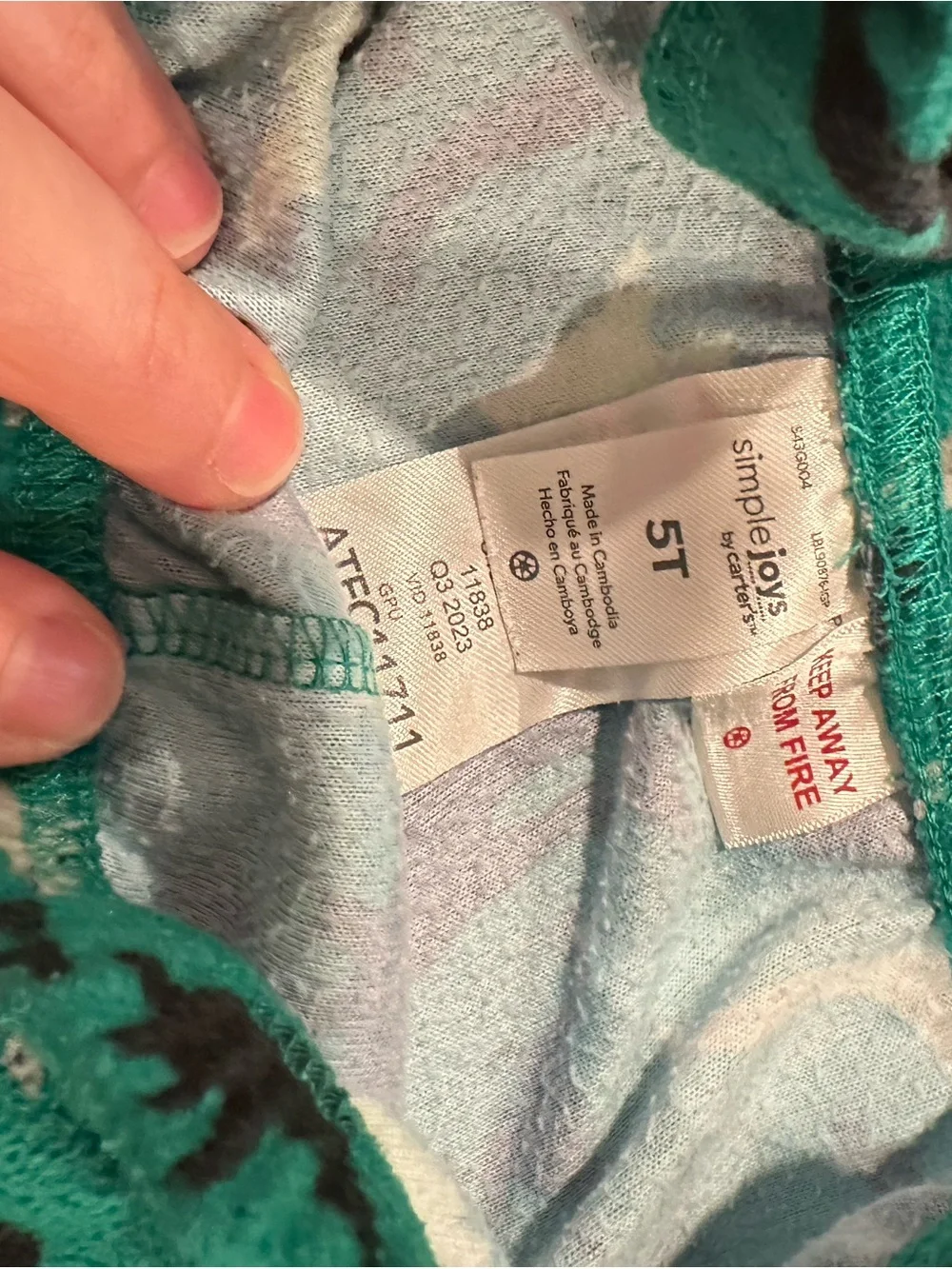 🤑EU Simple Joys Green Dinosaur Print Fleece Pajama Pants🤑